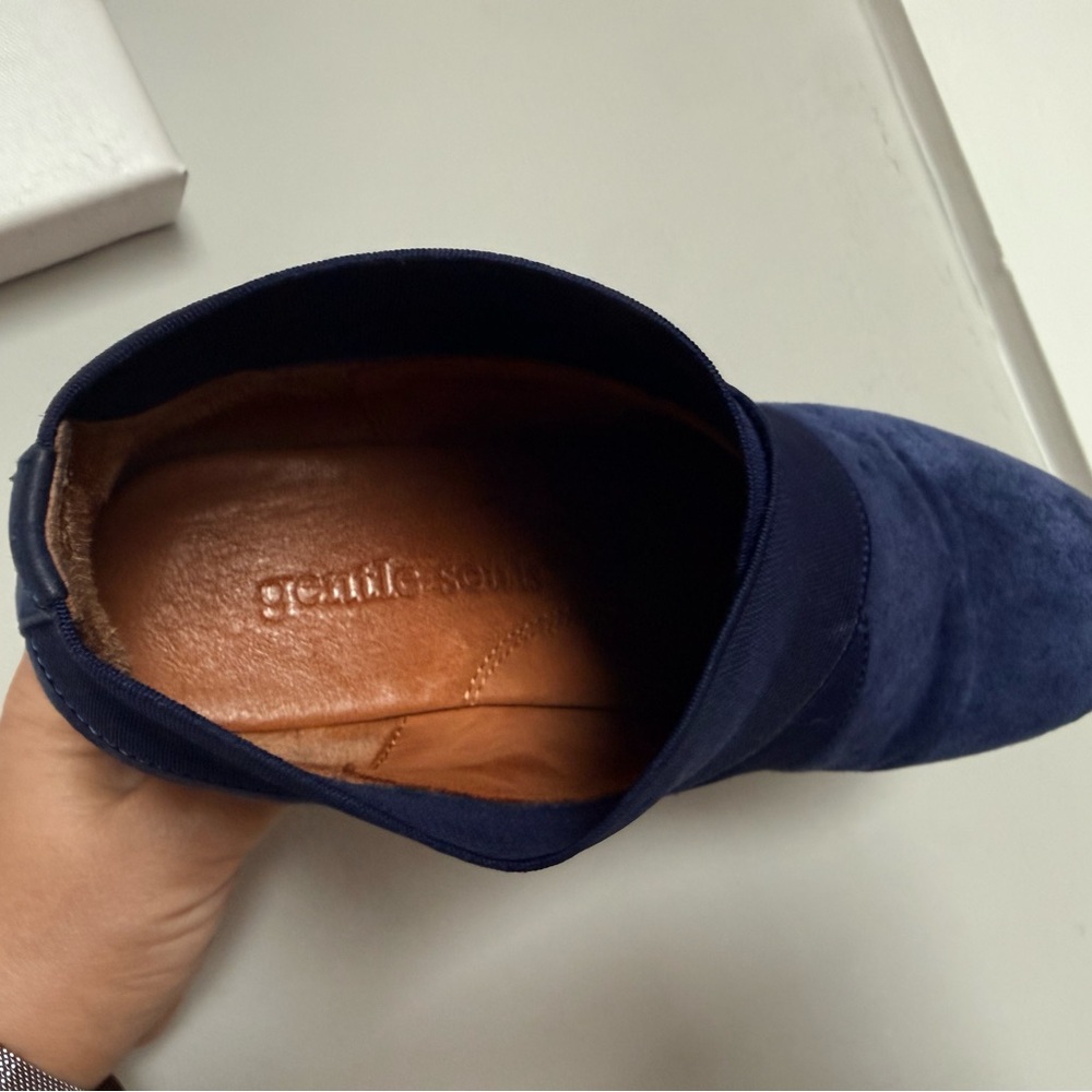 gentle souls Navy Suede Wedge Ankle Boots - Picture 3 of 7